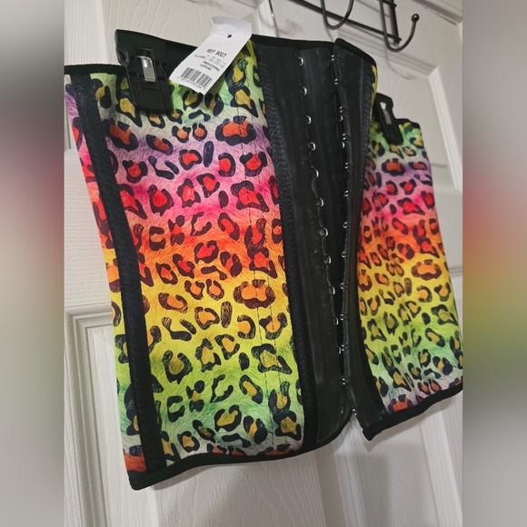 NWT Premadonna Ann Chery Rainbow Leopard Print Waist Trainer/Corset - Picture 6 of 11